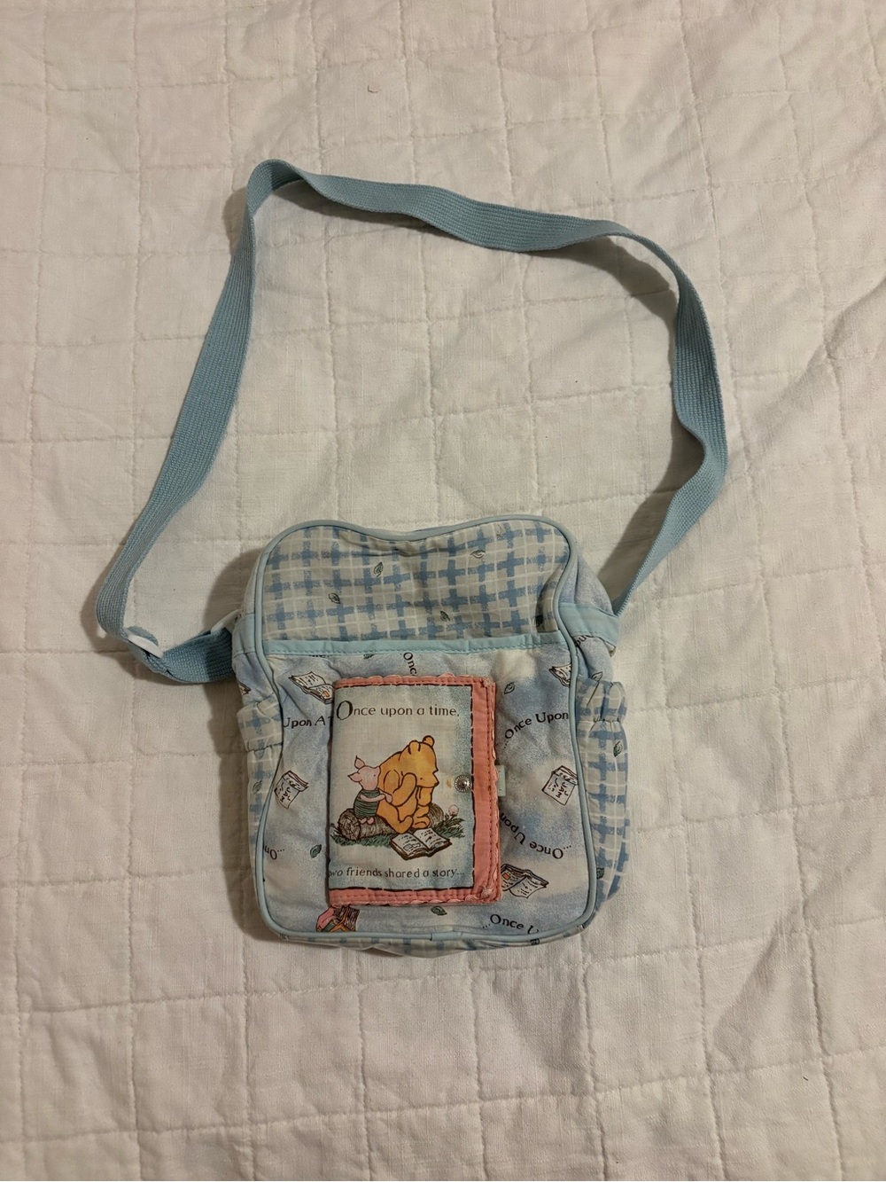 Vintage Winnie the Pooh Blue Crossbody Diaper Bag